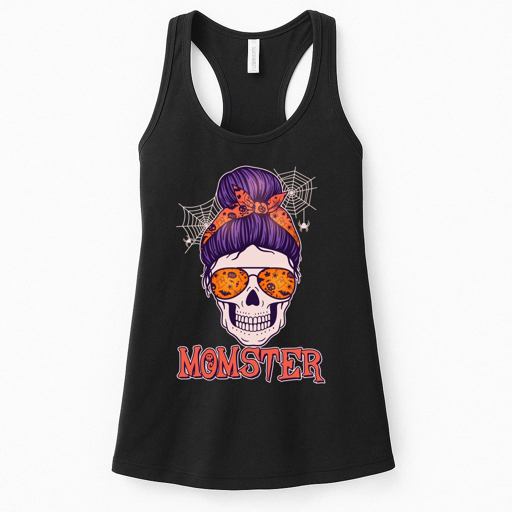 Funny Halloween Momster Monster Skull Womens Tank Top