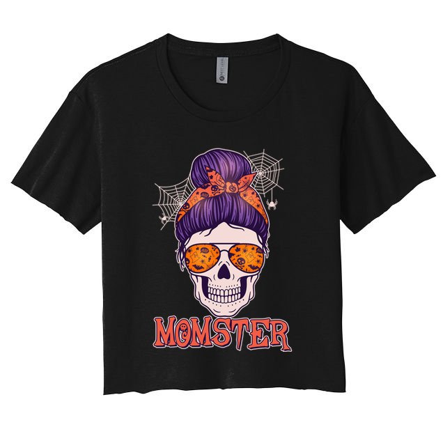 Funny Halloween Momster Monster Skull Crop Top