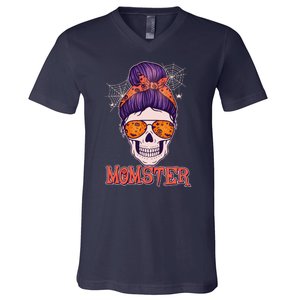 Funny Halloween Momster Monster Skull V-Neck T-Shirt