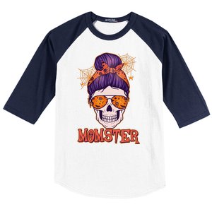 Funny Halloween Momster Monster Skull Baseball Sleeve Shirt