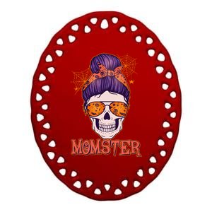 Funny Halloween Momster Monster Skull Ceramic Oval Ornament