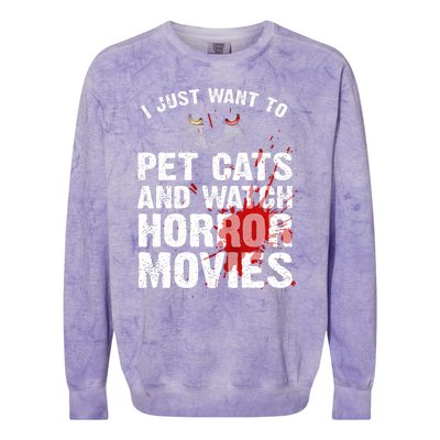 Funny Horror Movie For Cat Lover Halloween Colorblast Crewneck Sweatshirt