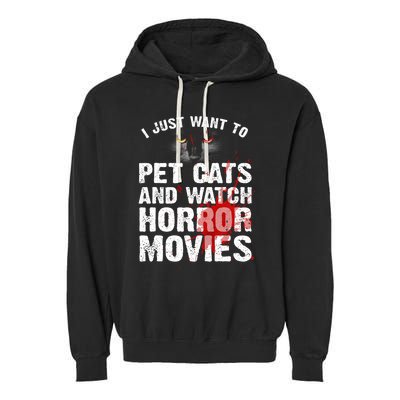 Funny Horror Movie For Cat Lover Halloween Garment-Dyed Fleece Hoodie