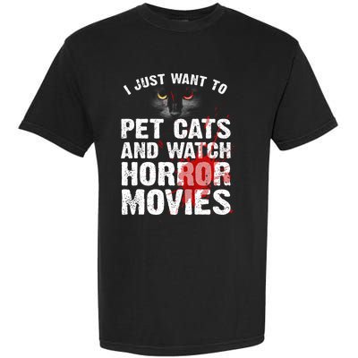 Funny Horror Movie For Cat Lover Halloween Garment-Dyed Heavyweight T-Shirt