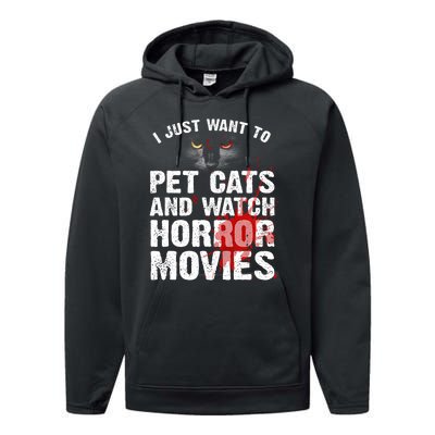 Funny Horror Movie For Cat Lover Halloween Performance Fleece Hoodie