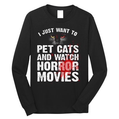 Funny Horror Movie For Cat Lover Halloween Long Sleeve Shirt