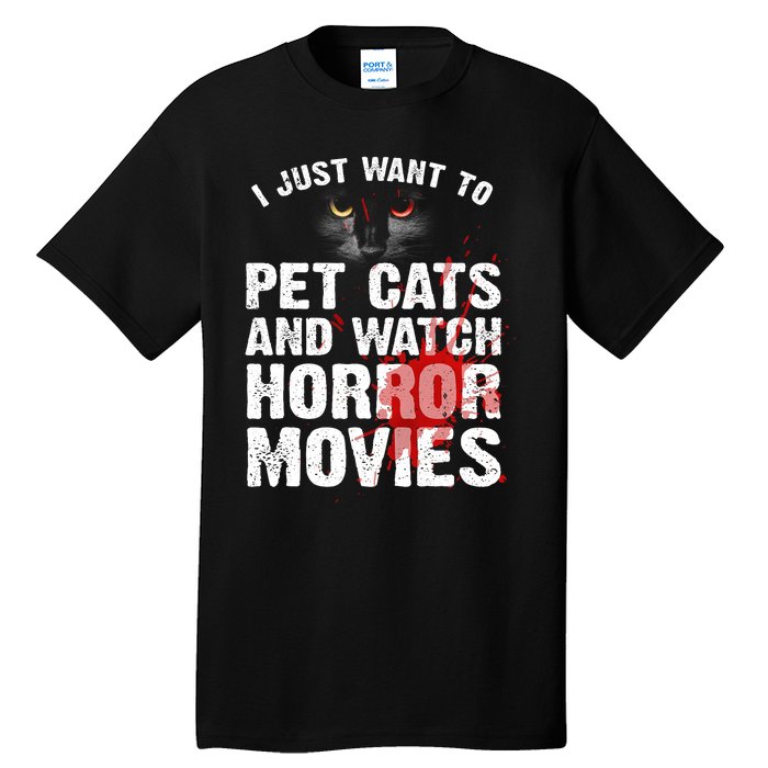 Funny Horror Movie For Cat Lover Halloween Tall T-Shirt