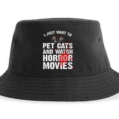 Funny Horror Movie For Cat Lover Halloween Sustainable Bucket Hat