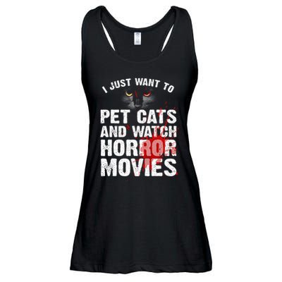 Funny Horror Movie For Cat Lover Halloween Ladies Essential Flowy Tank