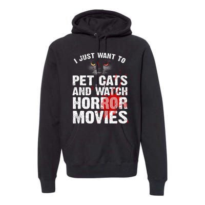 Funny Horror Movie For Cat Lover Halloween Premium Hoodie