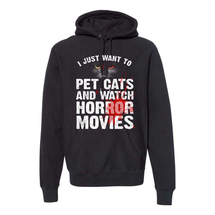 Funny Horror Movie For Cat Lover Halloween Premium Hoodie