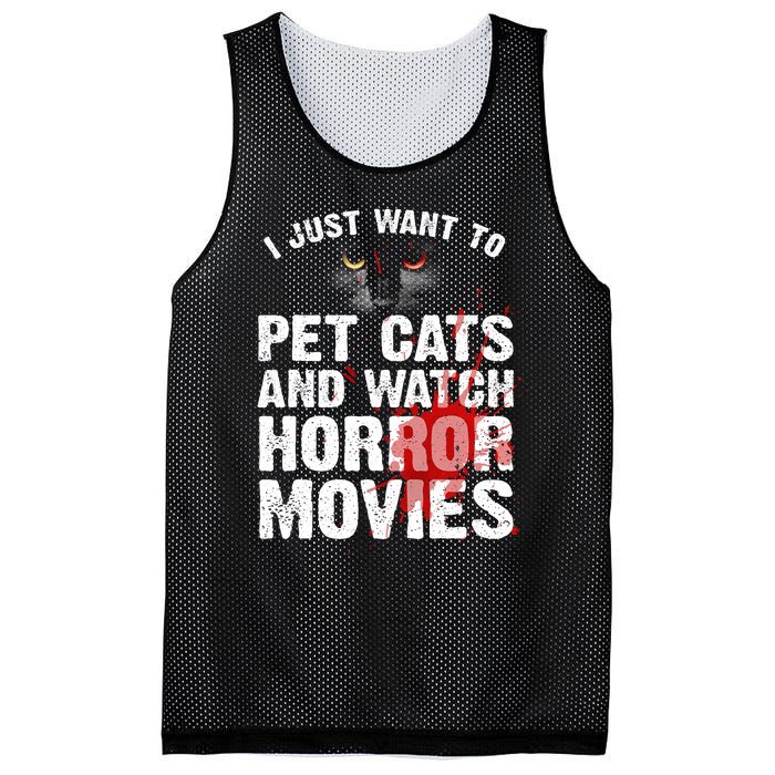 Funny Horror Movie For Cat Lover Halloween Mesh Reversible Basketball Jersey Tank