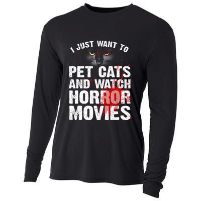 Funny Horror Movie For Cat Lover Halloween Cooling Performance Long Sleeve Crew