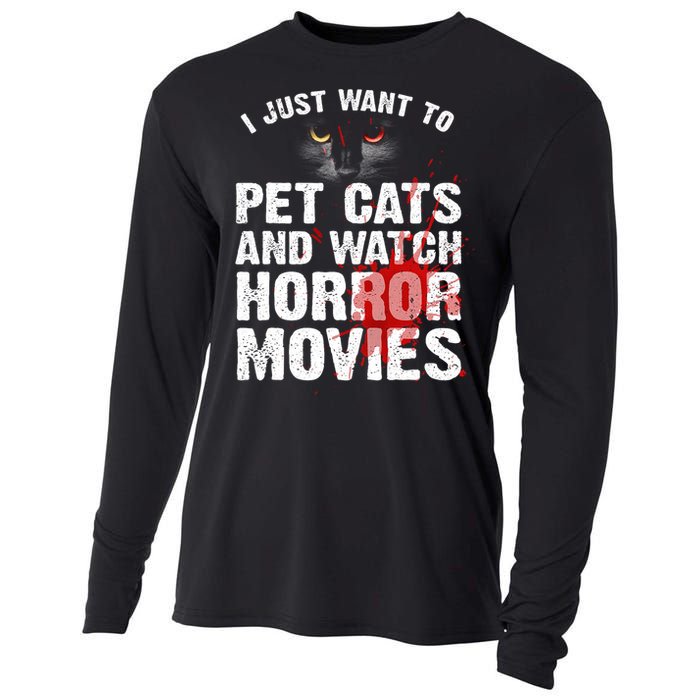 Funny Horror Movie For Cat Lover Halloween Cooling Performance Long Sleeve Crew