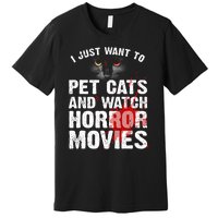 Funny Horror Movie For Cat Lover Halloween Premium T-Shirt