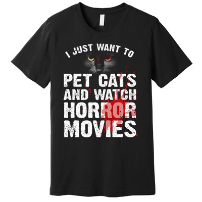 Funny Horror Movie For Cat Lover Halloween Premium T-Shirt