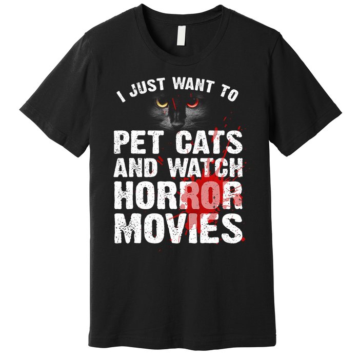 Funny Horror Movie For Cat Lover Halloween Premium T-Shirt