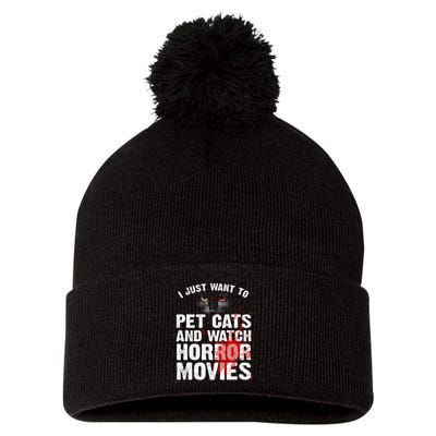 Funny Horror Movie For Cat Lover Halloween Pom Pom 12in Knit Beanie