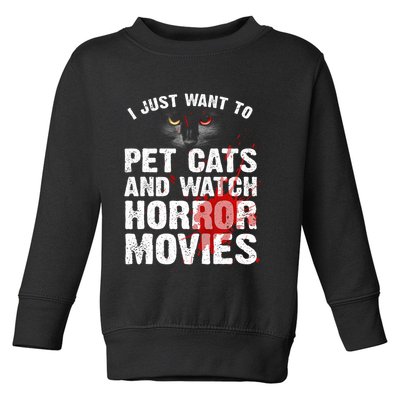 Funny Horror Movie For Cat Lover Halloween Toddler Sweatshirt