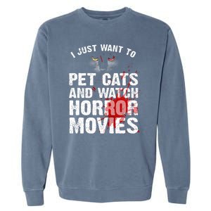 Funny Horror Movie For Cat Lover Halloween Garment-Dyed Sweatshirt