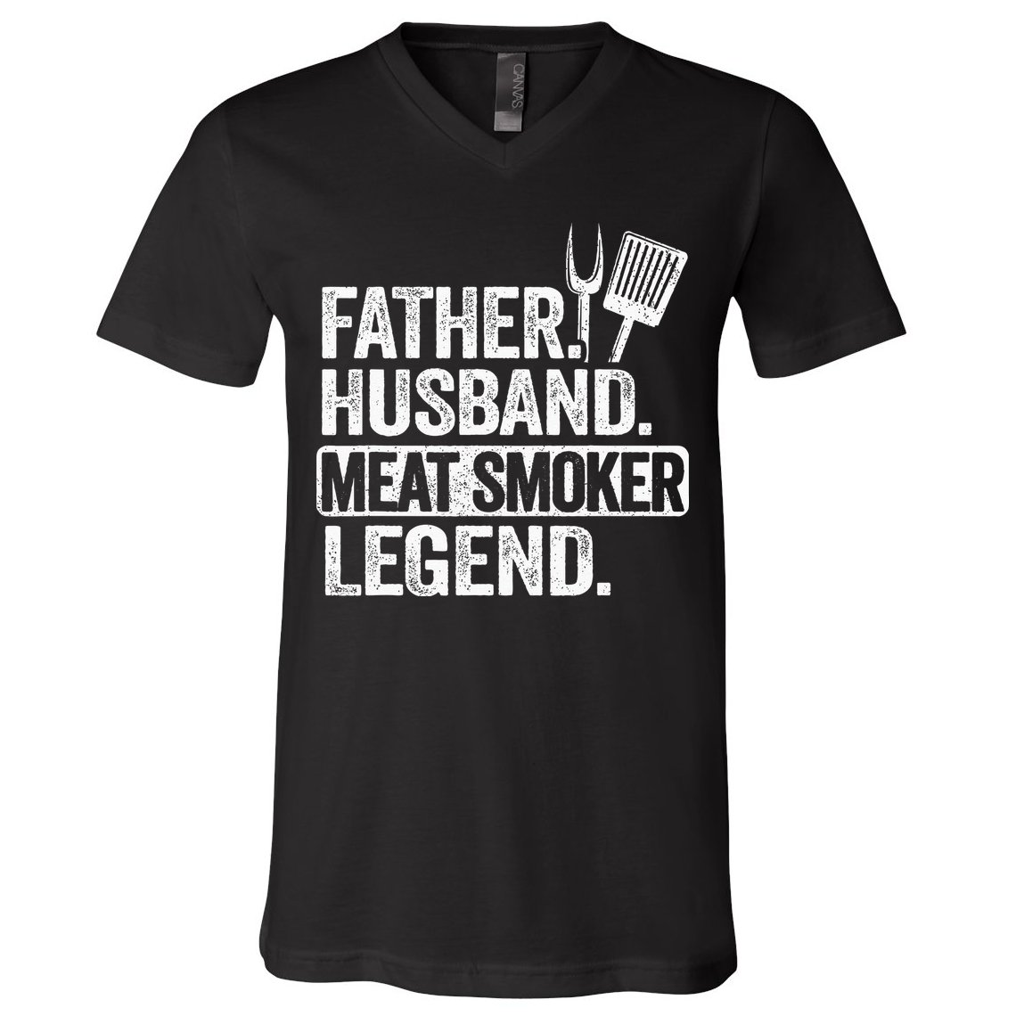 Father Husband Meat Smoker Legend Grilling Dad Meat Smoking V-Neck T-Shirt