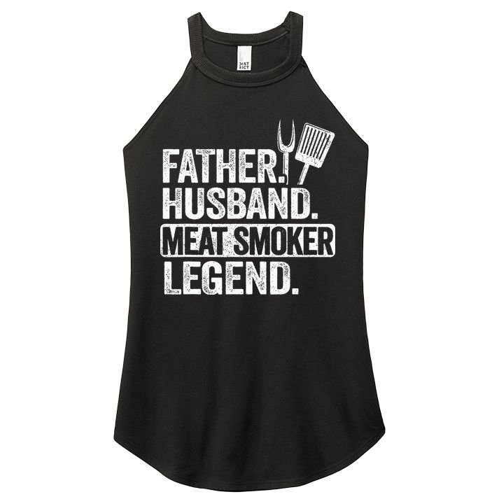 Father Husband Meat Smoker Legend Grilling Dad Meat Smoking Women's Perfect Tri Rocker Tank