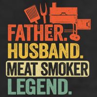 Father Husband Meat Smoker Legend Grilling Dad Meat Smoking 7 Panel Mesh Trucker Snapback Hat