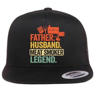 Father Husband Meat Smoker Legend Grilling Dad Meat Smoking Flatbill Hat