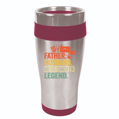 Father Husband Meat Smoker Legend Grilling Dad Meat Smoking 16oz Travel Tumbler