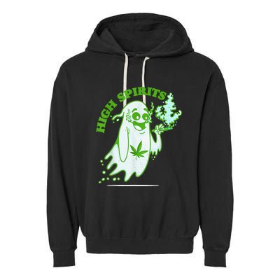 Funny Halloween Marijuana Cannabis Ghost Design Weed Smokers Garment-Dyed Fleece Hoodie