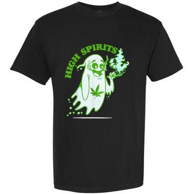 Funny Halloween Marijuana Cannabis Ghost Design Weed Smokers Garment-Dyed Heavyweight T-Shirt