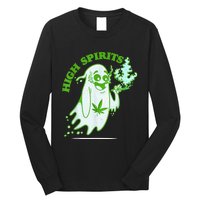 Funny Halloween Marijuana Cannabis Ghost Design Weed Smokers Long Sleeve Shirt