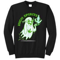 Funny Halloween Marijuana Cannabis Ghost Design Weed Smokers Sweatshirt