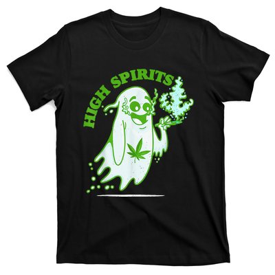 Funny Halloween Marijuana Cannabis Ghost Design Weed Smokers T-Shirt