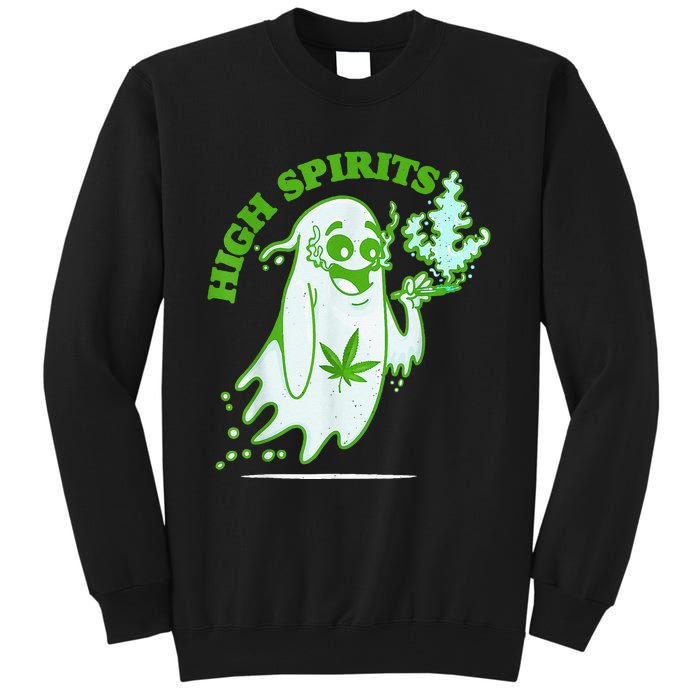 Funny Halloween Marijuana Cannabis Ghost Design Weed Smokers Tall Sweatshirt