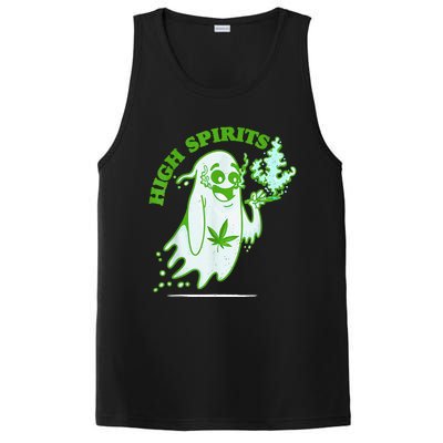 Funny Halloween Marijuana Cannabis Ghost Design Weed Smokers PosiCharge Competitor Tank