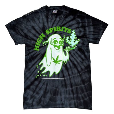 Funny Halloween Marijuana Cannabis Ghost Design Weed Smokers Tie-Dye T-Shirt