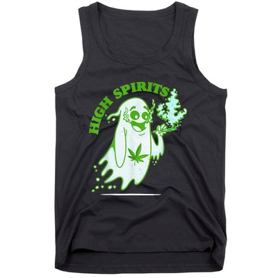 Funny Halloween Marijuana Cannabis Ghost Design Weed Smokers Tank Top