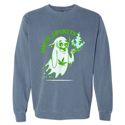 Funny Halloween Marijuana Cannabis Ghost Design Weed Smokers Garment-Dyed Sweatshirt