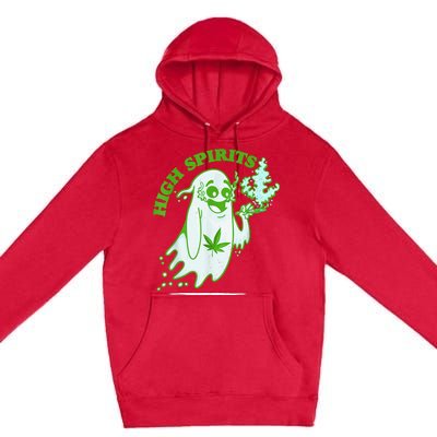 Funny Halloween Marijuana Cannabis Ghost Design Weed Smokers Premium Pullover Hoodie