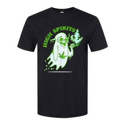 Funny Halloween Marijuana Cannabis Ghost Design Weed Smokers Softstyle CVC T-Shirt