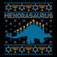 Funny Hanukkah Menorasaurus Dinosaur Ugly Sweater Backpack