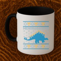 Funny Hanukkah Menorasaurus Dinosaur Ugly Sweater Mug