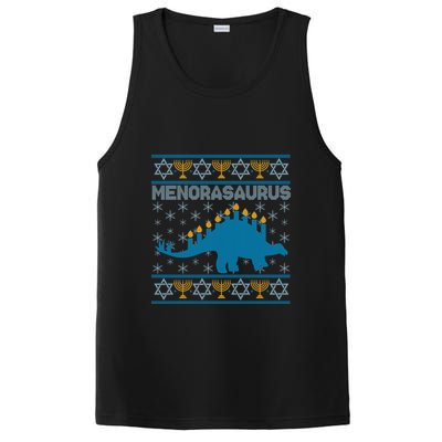 Funny Hanukkah Menorasaurus Dinosaur Ugly Sweater PosiCharge Competitor Tank