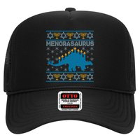 Funny Hanukkah Menorasaurus Dinosaur Ugly Sweater Trucker Hat