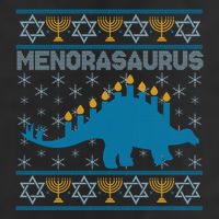 Funny Hanukkah Menorasaurus Dinosaur Ugly Sweater Trucker Hat