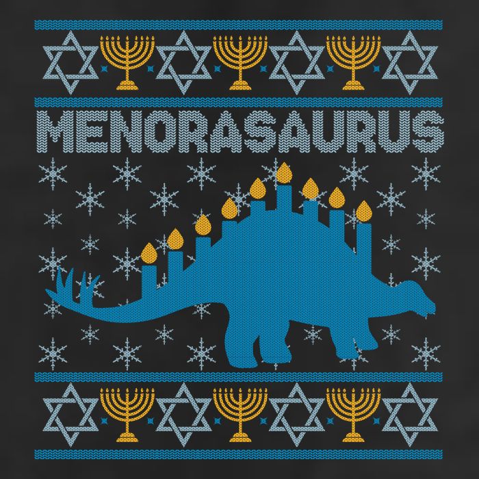 Funny Hanukkah Menorasaurus Dinosaur Ugly Sweater Trucker Hat