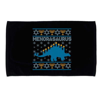 Funny Hanukkah Menorasaurus Dinosaur Ugly Sweater Microfiber Hand Towel