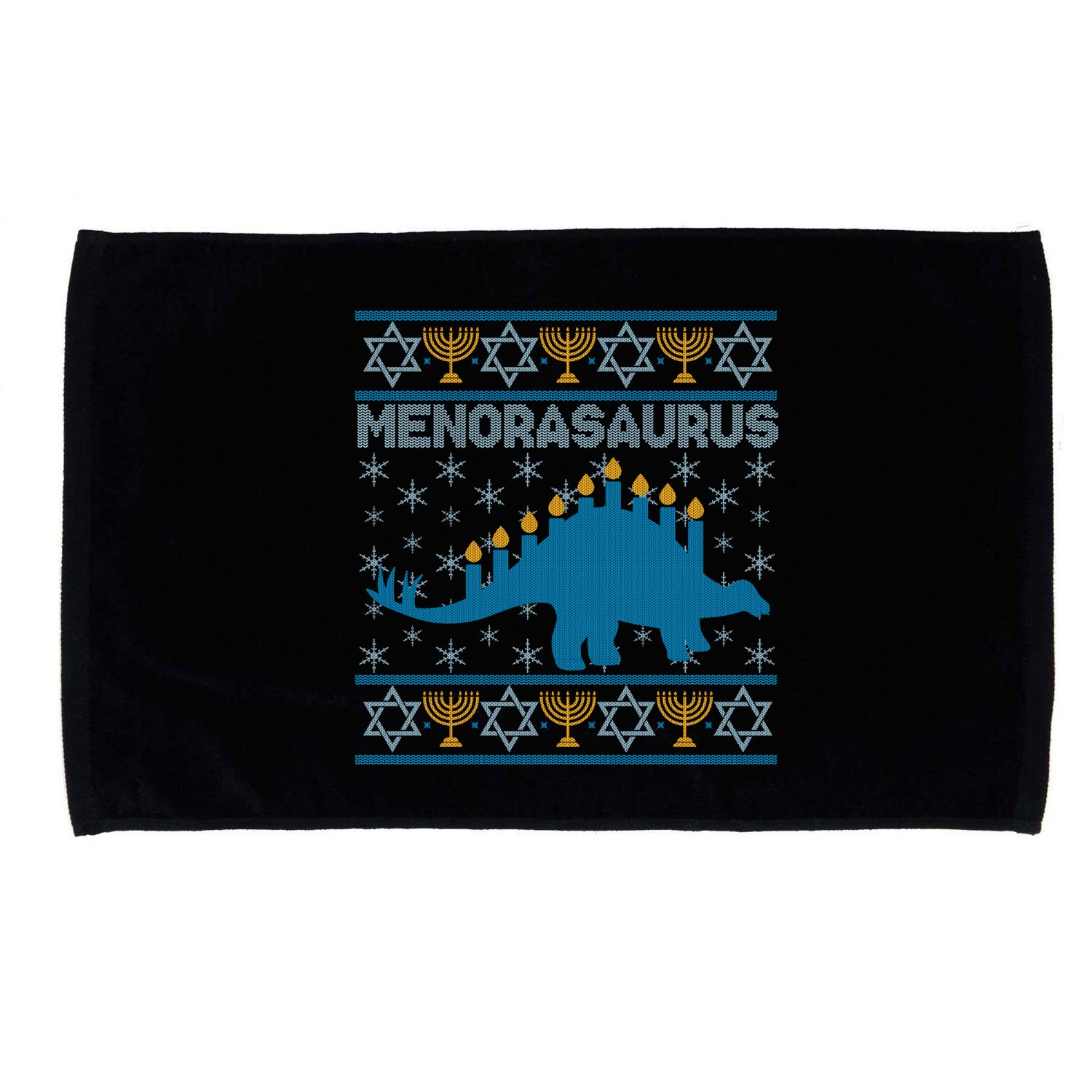 Funny Hanukkah Menorasaurus Dinosaur Ugly Sweater Microfiber Hand Towel