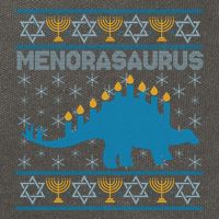 Funny Hanukkah Menorasaurus Dinosaur Ugly Sweater Cotton Canvas Backpack